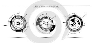 Set of circular digital technology communication concept hud element design