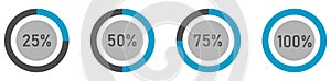 Set of circular percentage charts for infographic design, loading circle icon, vector illustration for your design