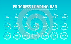 Set of circular progress loading bar blue