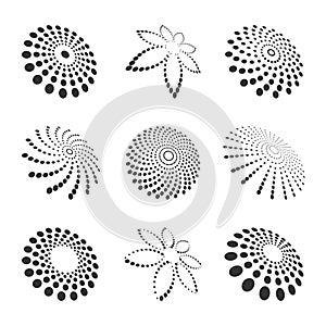 Set of Circular Rotation Dots Elements for Design. Abstract Icons