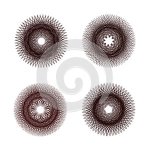 Set of Circular shapes with intersecting lines, abstract shapes