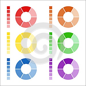 Set of circular spectrum wheels, collection of rounded diagrams photo