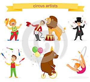 A set of circus artists