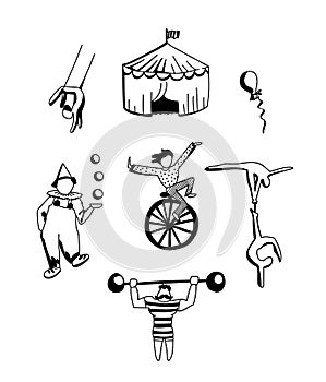 Set of circus doodles