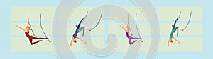 Set of circus show illustration. Acrobat girl flying on trapeze icon design template with various models. vector illustration