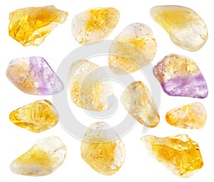 Set of Citrine yellow quartz stones cutout