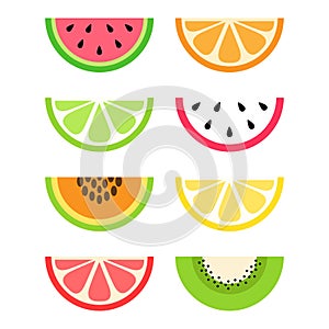 Set of citrus and exotic fruit slices