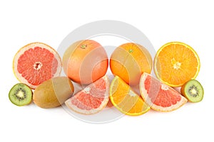 Set of citrus fruits isolated on white