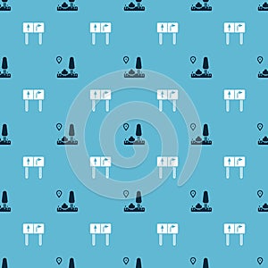 Set City map navigation and Road traffic sign on seamless pattern. Vector