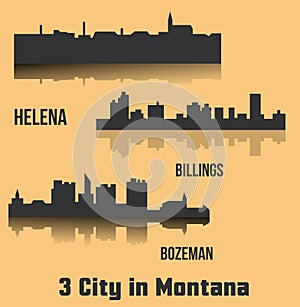 Set of 3 city in Montana ( Helena, Billings, Bozeman ) photo