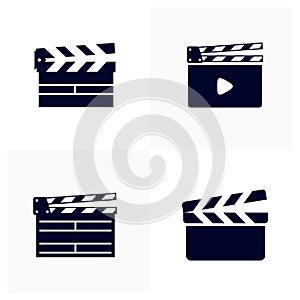 Set of Clapperboard icon Logo vector template, Creative Movie logo concept, Icon symbol, Illustration