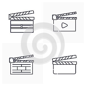 Set of Clapperboard icon Logo vector template, Creative Movie logo concept, Icon symbol, Illustration