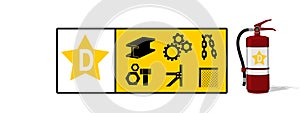 Set of Class D fire icon. Class D fire is fire uses combustible metal as its fuel source