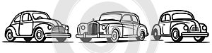 Set of classic car logo, emblems, badges and icons isolated on white background.