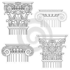 Set of classic columns