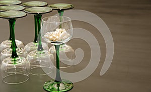 Set of Classic Green Stemmed Wine glasses