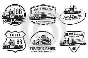Set of classic heavy truck logo, emblems and badges. photo