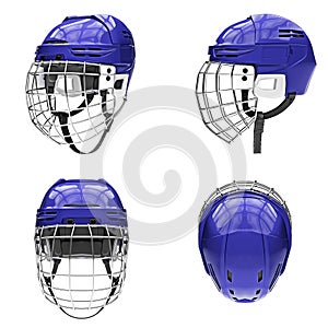 Set of Classic Ice Hockey Helmets