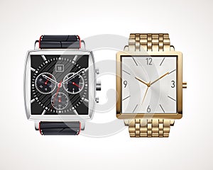 Set of classic and modern mens watches