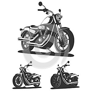 Set of classic motorcycle in vector. Side view.