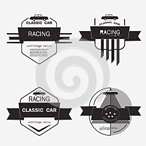 Set of classic muscle retro car logo, badges and icons. Shop car repair, car black and white color Design Vector illustration