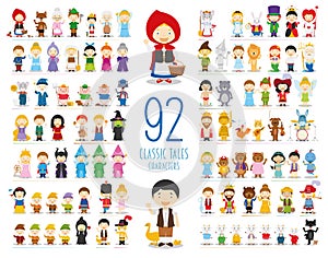 Set of 92 Classic Tales Characters in cartoon style