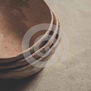 A set of clay bowls