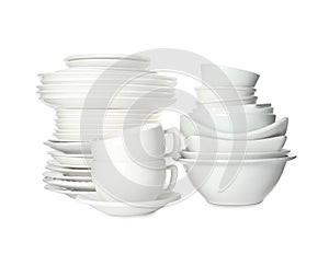 Set of clean dishware isolated