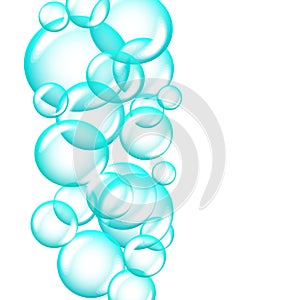 Set of clean water, soap, gas or air bubbles. Banner, poster or any design element. Realistic vector illustration. Soap