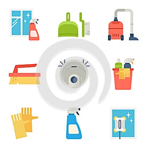 Set of cleaning icons. Contains icons as windows and floor cleaning and more