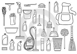 Set of cleaning supplies.