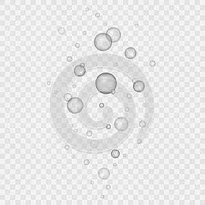 Set of clear drops of pure clear water isolated on a transparent background. Realistic vector illustration.