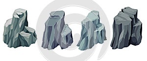 Set of Cliff Stone Isometric Drawing Design