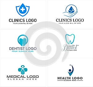 Set of clinic medical dental care health people logo design