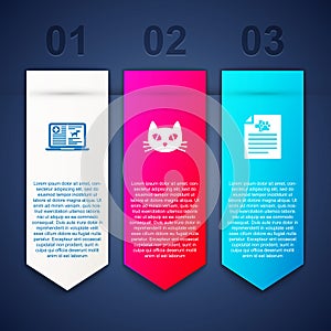 Set Clinical record dog on laptop, Cat and Medical certificate for cat. Business infographic template. Vector