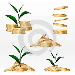 Set clipart. Coins, finance and banking concept.