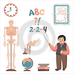 A set of clipart on the topic of education and science