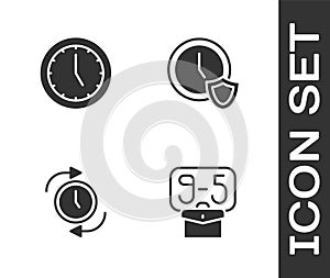 Set From 9, Clock, with arrow and shield icon. Vector