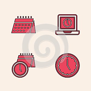 Set Clock, Calendar, Laptop time and and clock icon. Vector