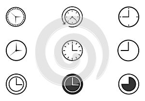 Set of clock icons. Time clock icons collection Vector illustration.