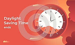 Set the clock to daylight saving time ends. Vector illustration with message