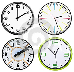 Set of 4 clocks isolated on white