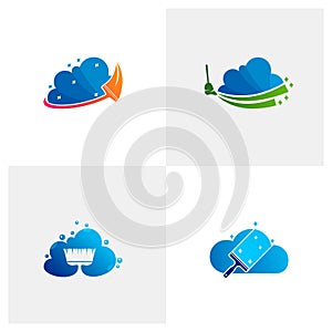 Set of Cloud Clean logo vector template, Creative Clean logo design concepts