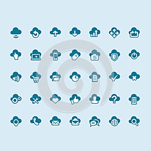 Set of cloud computing icons