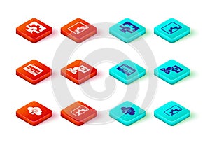 Set Cloud computing lock, Web development, UI or UX design, Front end, and icon. Vector