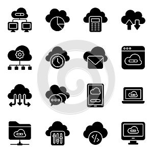 Pack of Cloud Computing Solid Icons