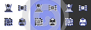 Set Cloud database, Hologram, Neural network and icon. Vector