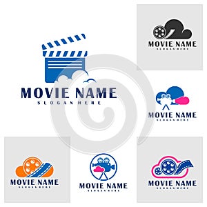 Set of Cloud Film logo design concept vector. Cinema illustration design