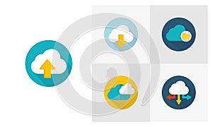 Set of Cloud flat icon vector template, Technology design icon concepts, Creative design
