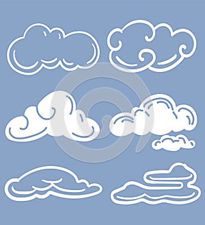 Set of cloud hand draw vector illustration